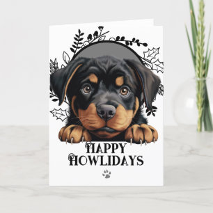 Happy Howlidays Rottweiler Dog Christmas  Holiday Card