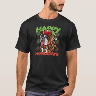 Happy Howlidays Saint Bernard Elf Dog Merry Christ T-Shirt
