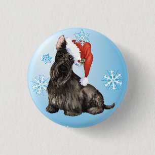 Happy Howlidays Scottish Terrier 3 Cm Round Badge