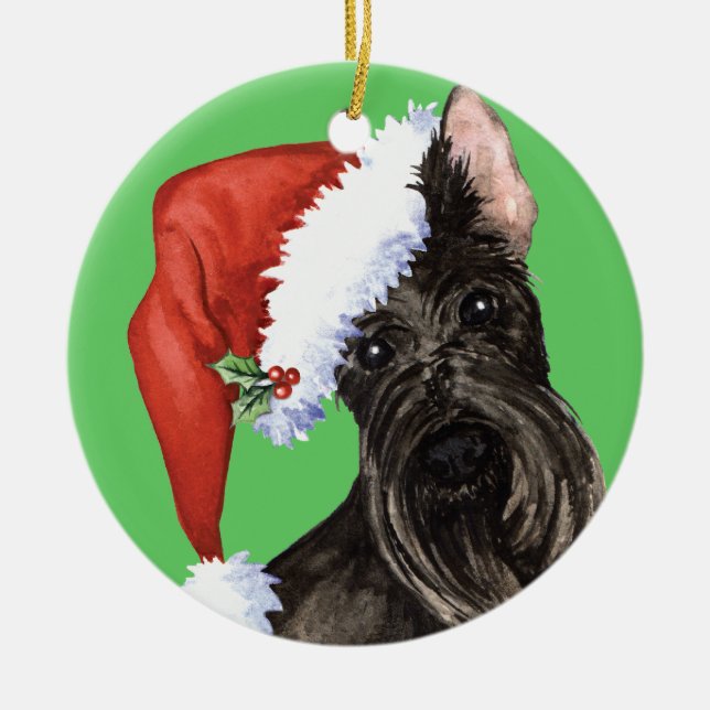 Happy Howlidays Scottish Terrier Ceramic Tree Decoration (Front)