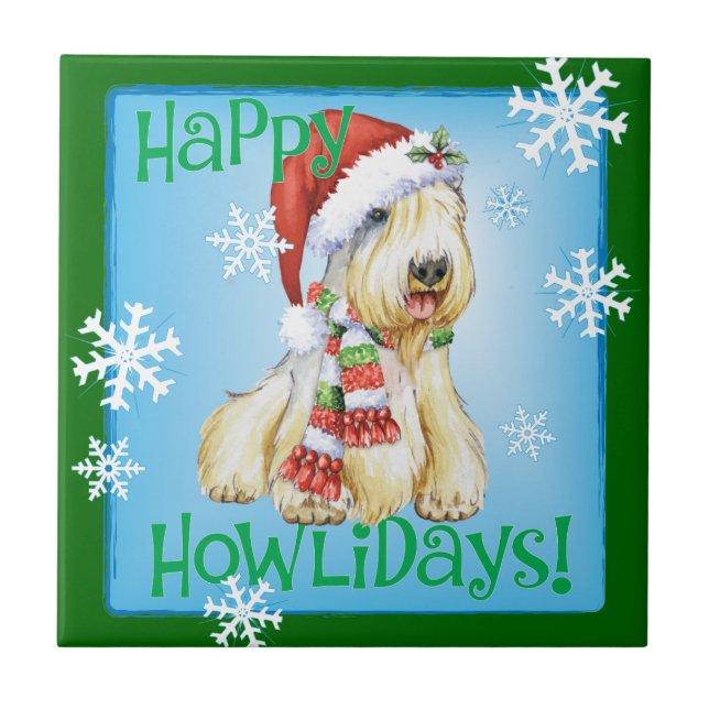 Happy Howlidays Sealyham Terrier Tile (Front)