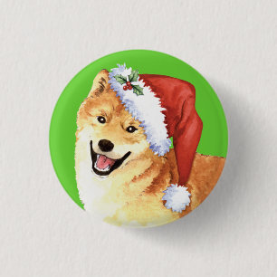 Happy Howlidays Shiba Inu 3 Cm Round Badge