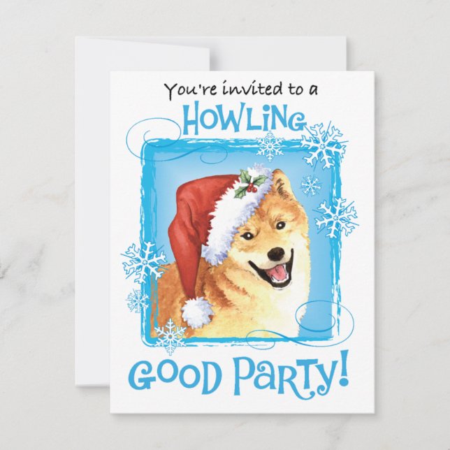 Happy Howlidays Shiba Inu Invitation (Front)