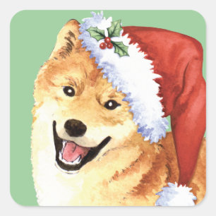 Happy Howlidays Shiba Inu Square Sticker