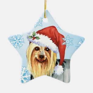Happy Howlidays Silky Terrier Ceramic Tree Decoration