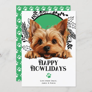 Happy Howlidays Silky Terrier Dog Christmas Holiday Card