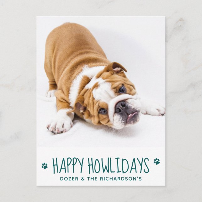 Happy Howlidays Simple Cute Pet Dog Photo Holiday Postcard (Front)