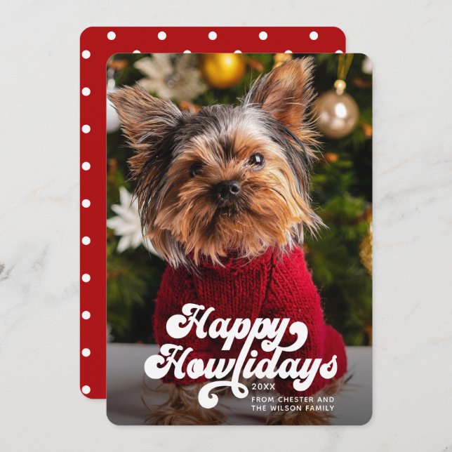 Happy Howlidays Simple Fun Modern Photo Dog  Holiday Card (Front/Back)