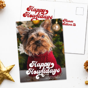 Happy Howlidays Simple Fun Modern Photo Holiday Postcard