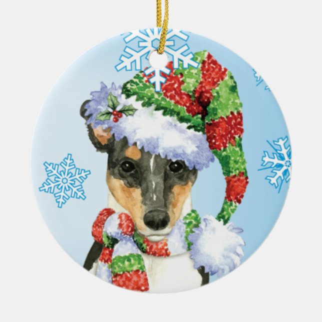Happy Howlidays Smooth Collie Ceramic Tree Decoration (Front)