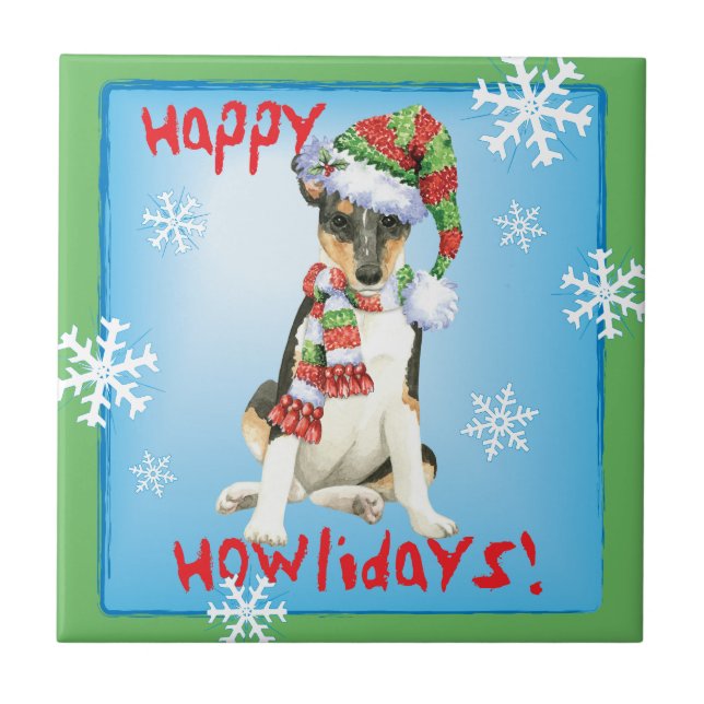 Happy Howlidays Smooth Collie Tile (Front)