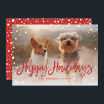 Happy Howlidays Snow Red | Pet Christmas Photo Holiday Card<br><div class="desc">Spread cheer this holiday season with this stylish holiday photo card featuring your favourite four-legged friend featuring brush script that says "Happy Howlidays" and comes with a matching snowfall pattern on the back.</div>