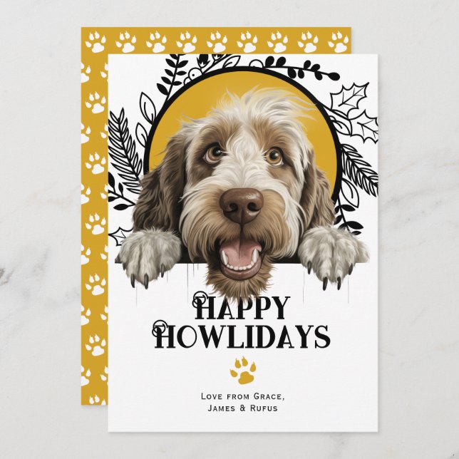 Happy Howlidays Spinone Italiano Dog Christmas Holiday Card (Front/Back)