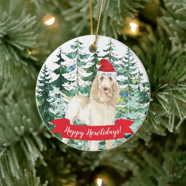 Happy Howlidays Spinone Italiano Dog Christmas Orn Ceramic Tree Decoration (Tree)