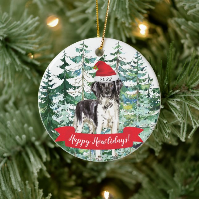 Happy Howlidays Stabyhoun Dog Ceramic Tree Decoration (Tree)