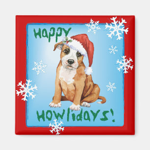 Happy Howlidays Staffordshire Bull Terrier Magnet