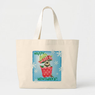 Happy Howlidays Standard Schnauzer Large Tote Bag