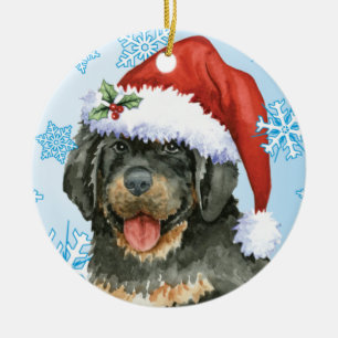 Happy Howlidays Tibetan Mastiff Ceramic Tree Decoration