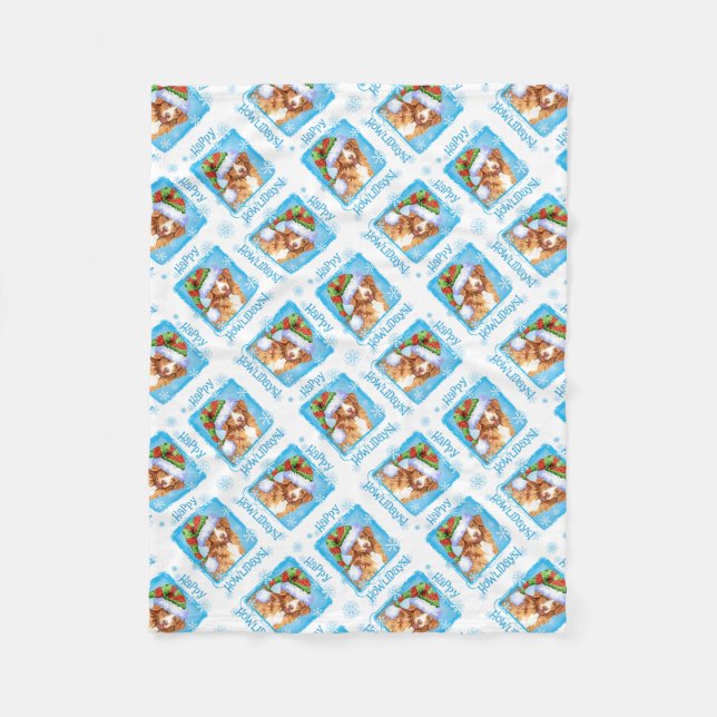 Happy Howlidays Toller Fleece Blanket (Front)