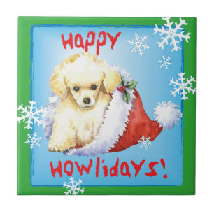 Happy Howlidays Toy Poodle Tile