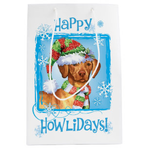 Happy Howlidays Vizsla Medium Gift Bag
