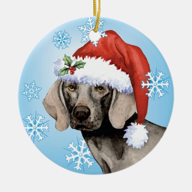 Happy Howlidays Weimaraner Ceramic Tree Decoration (Front)