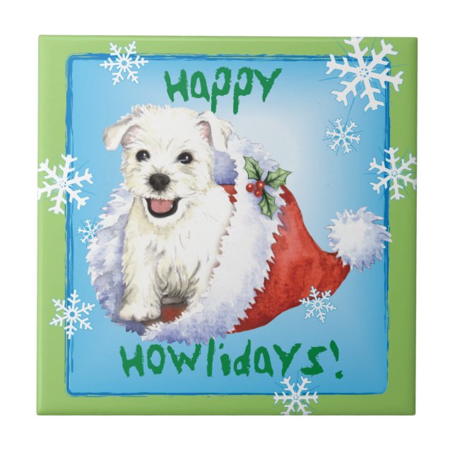 Happy Howlidays Westie Tile (Front)