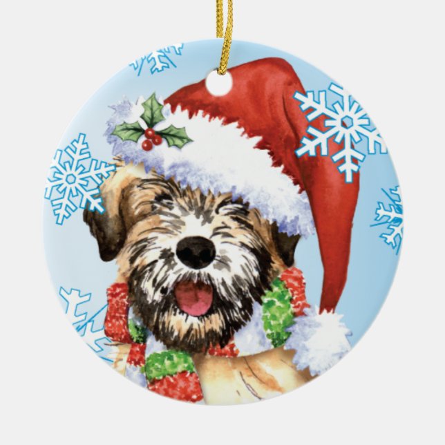 Happy Howlidays Wheaten Ceramic Tree Decoration (Front)