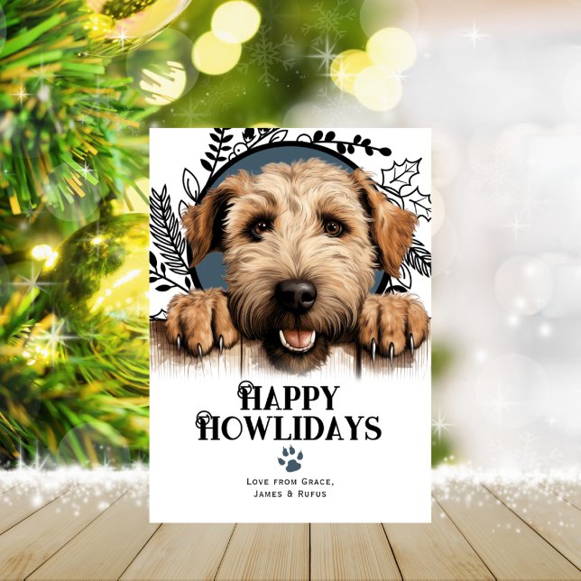 Happy Howlidays Wheaten Terrier Dog Christmas Holiday Card (Happy Howlidays Wheaten Terrier Dog Christmas Holiday Cards by Ricaso. Cute dog breeds holiday cards)