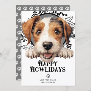 Happy Howlidays Wire Fox Terrier Dog Christmas Holiday Card