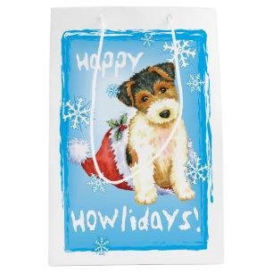 Happy Howlidays Wire Fox Terrier Medium Gift Bag