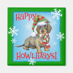Happy Howlidays Wirehaired Dachshund Magnet
