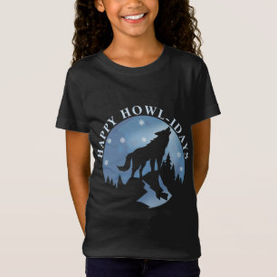 Happy Howlidays with Howling Wolf and Moon T-Shirt