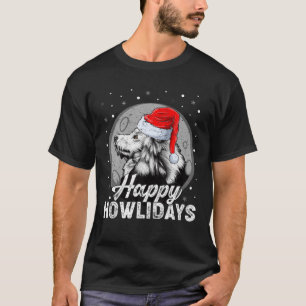 Happy Howlidays Wolf Christmas Holidays Santa Hat T-Shirt