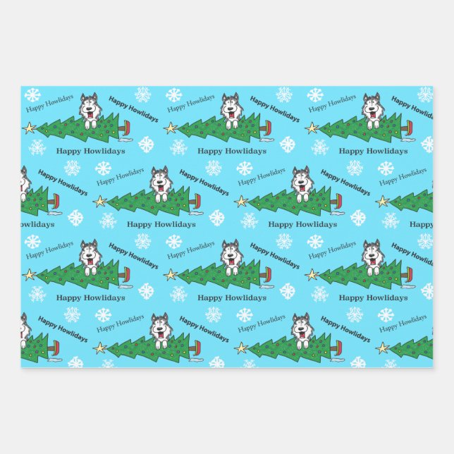 Happy Howlidays Wrapping Paper Sheet (Front)