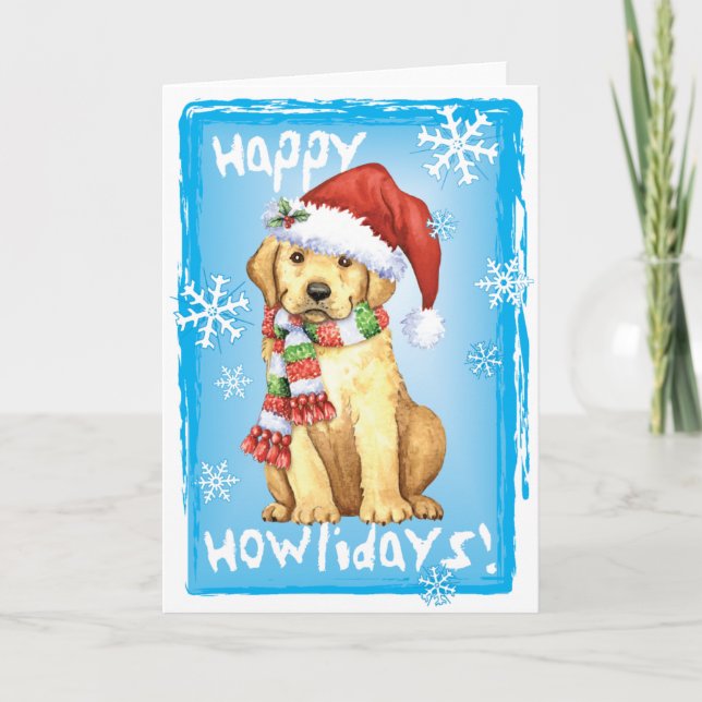 Happy Howlidays Yellow Lab Holiday Card (Front)
