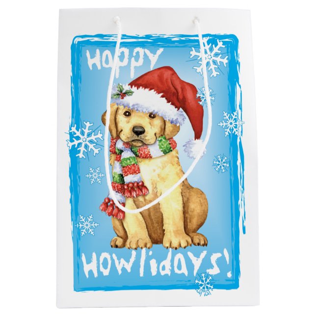 Happy Howlidays Yellow Lab Medium Gift Bag (Front)