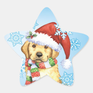 Happy Howlidays Yellow Lab Star Sticker