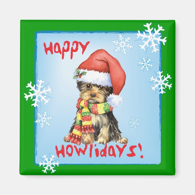 Happy Howlidays Yorkie Magnet (Front)
