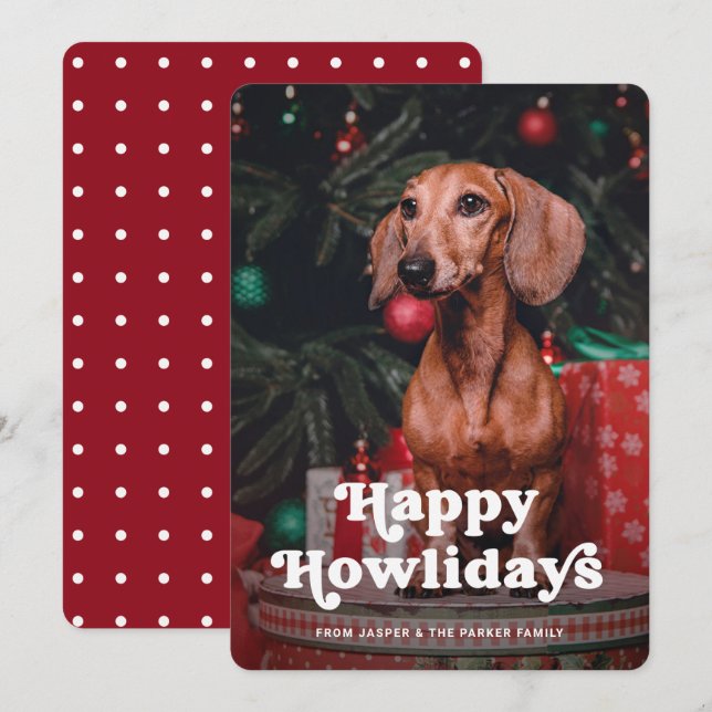 Happy Howlidays | Your Dog's Photo Funny Christmas Holiday Card (Front/Back)