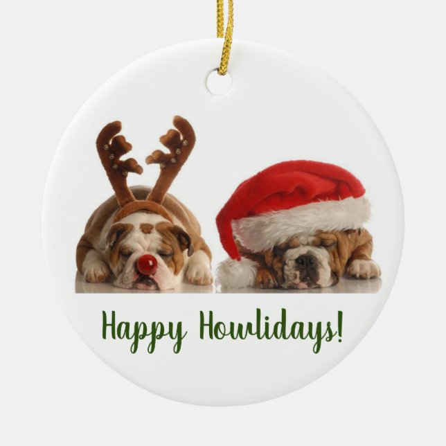 Happy Howlidayz Ceramic Tree Decoration (Front)