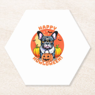 Happy Howloween French Bulldog frenchie dog hallow Paper Coaster