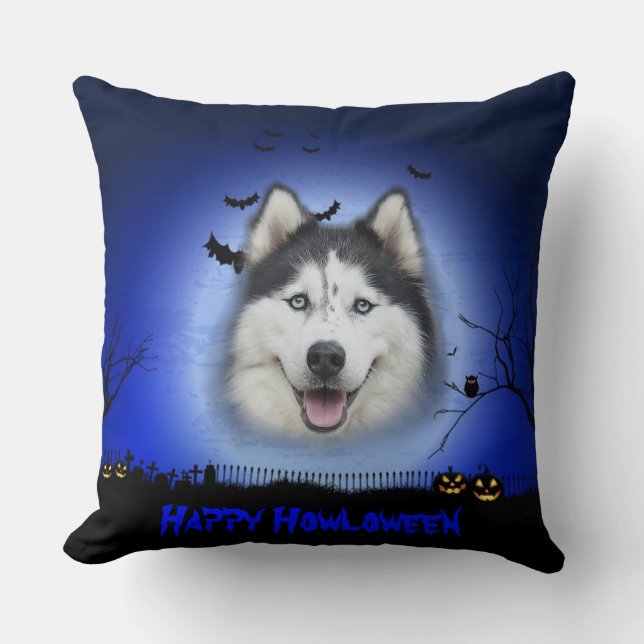 Happy Howloween Husky Cushion (Front)