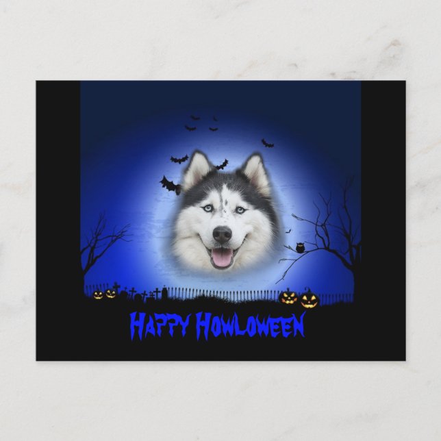 Happy Howloween Husky Postcard (Front)