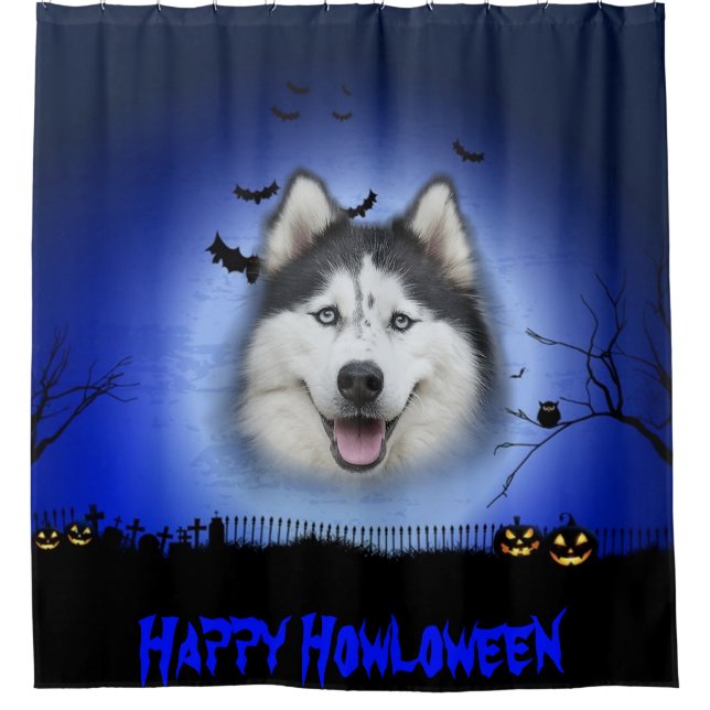 Happy Howloween Husky Shower Curtain (Front)