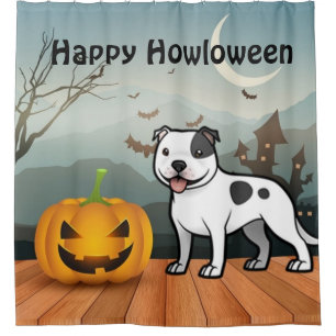 Happy Howloween Staffordshire Bull Terrier Shower Curtain