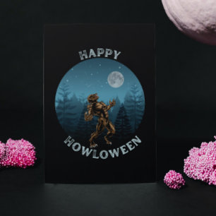 HAPPY HOWLOWEEN werewolf howling halloween Postcard