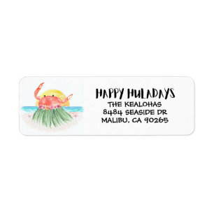 Happy Huladays Crab Hawaiian Tropical Christmas