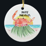 Happy Huladays Crab Tropical Beach Christmas Ceramic Tree Decoration<br><div class="desc">Add some tropical charm to your Christmas with this 'Happy Huladays' ornament featuring a cute crab hula dancing in the sun by the sea. This eye-catching ornament captures the whimsical spirit of the holiday season and a fun beach vacation vibe all in one. Personalise it to make it extra special...</div>