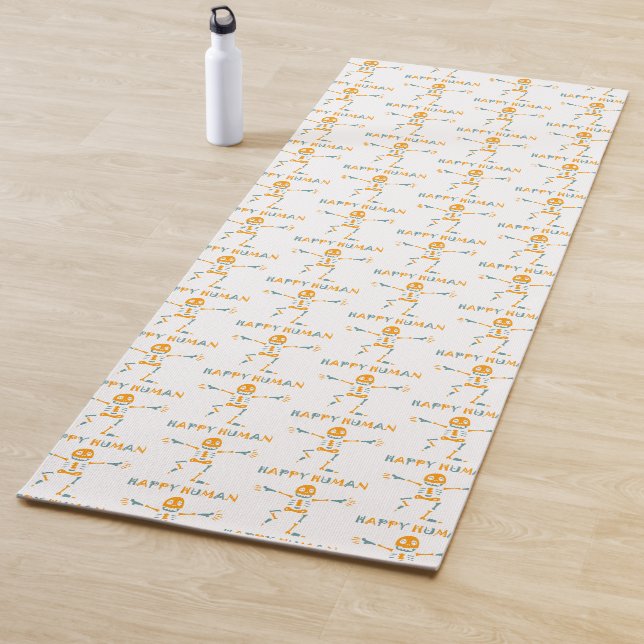 Happy human skeleton ceramic tile yoga mat (In Situ)